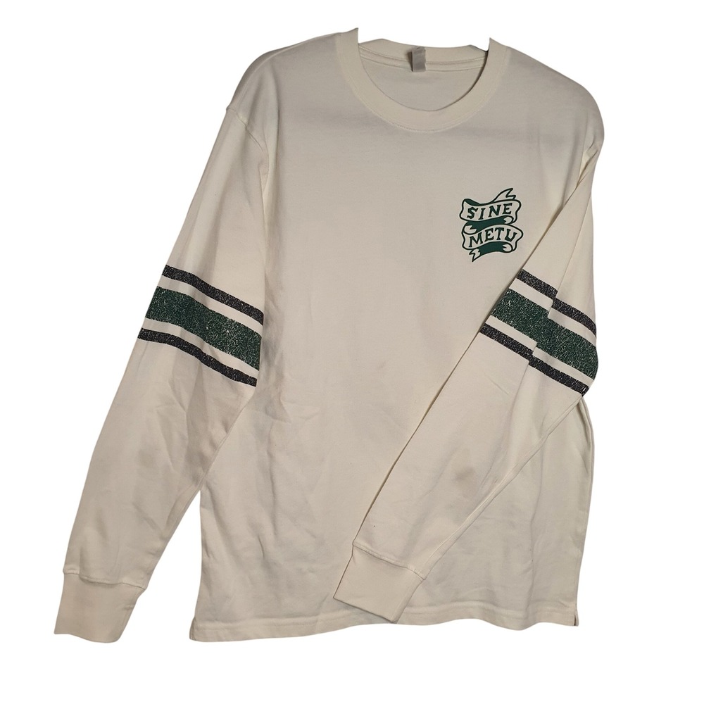 Pennant Jameson Sine Metu Long Sleeve Shirt Mens Medium Cream Green Stripe Irish